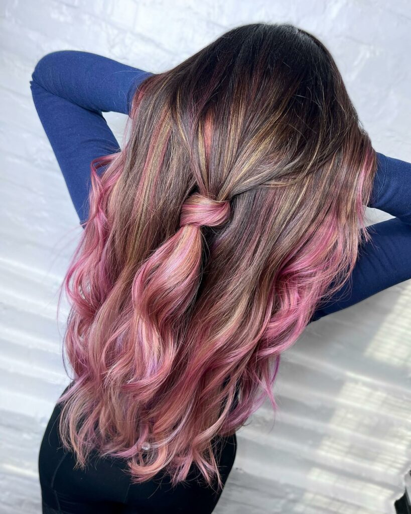 Brown Hair With Pink Highlights 