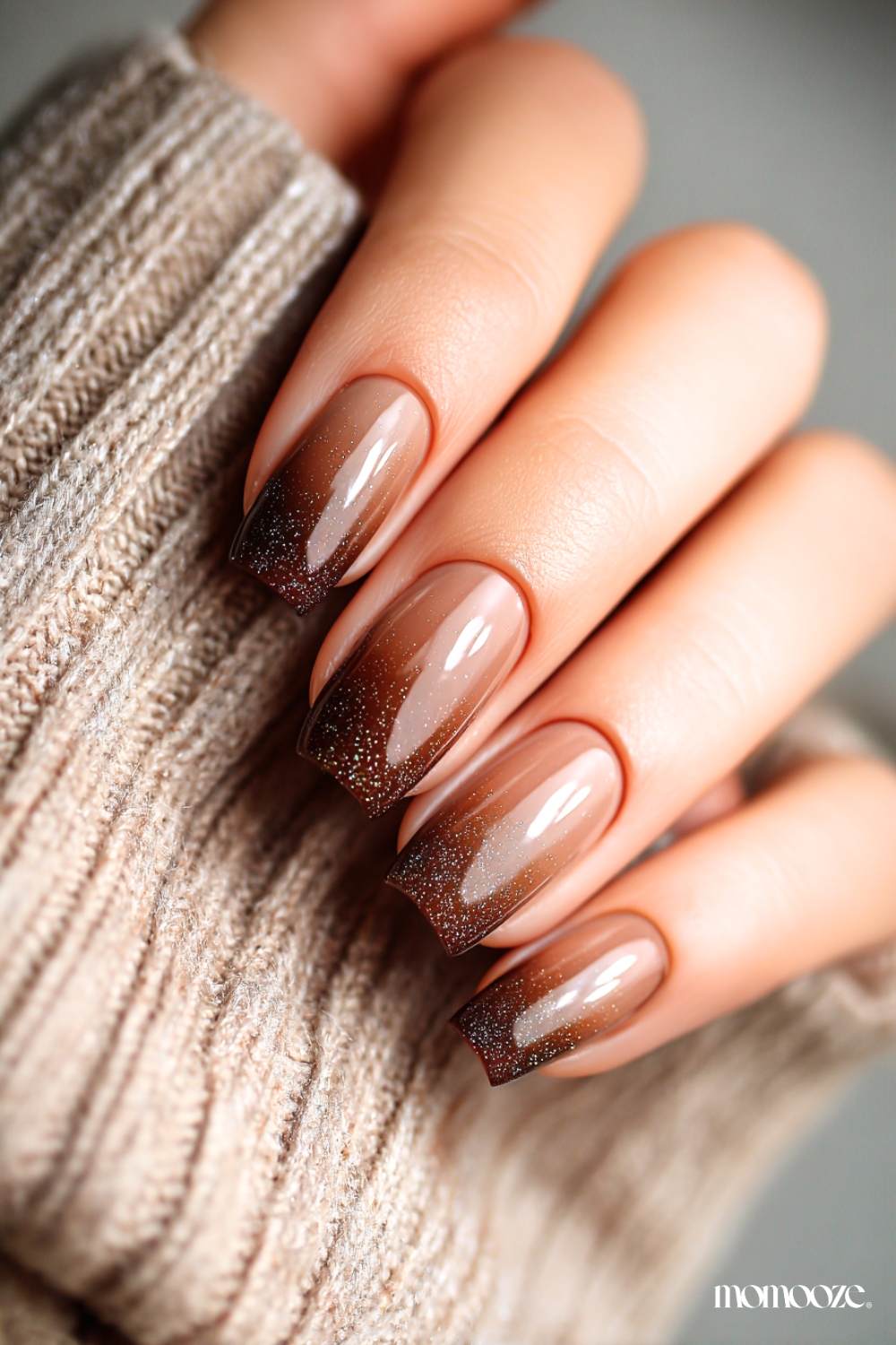 Brown Ombre Nails That Glow