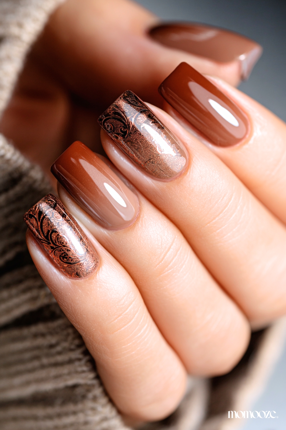 Brown Ombre Nails That Glow