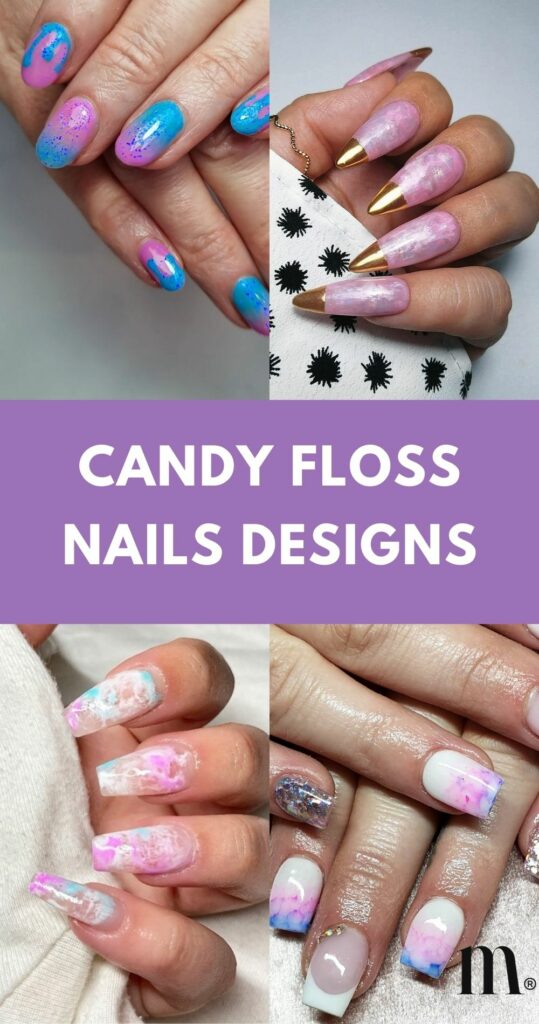 pinterest image for an article about candy floss nails designs