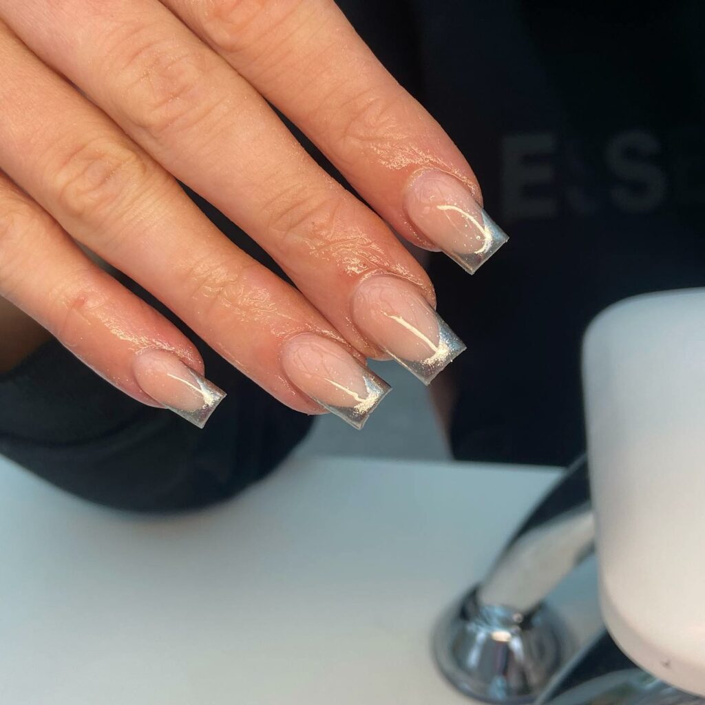 Coffin Shaped French Tip Nails