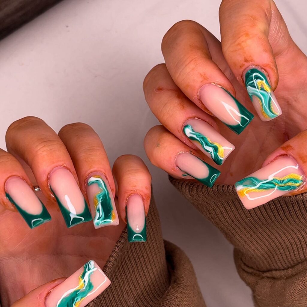 emerald green nails designs and ideas
