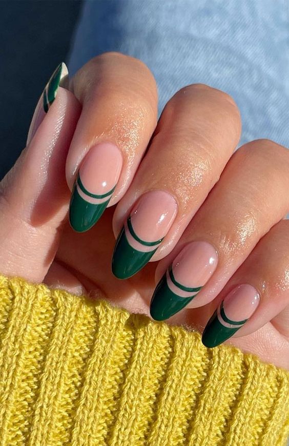 emerald green nails designs and ideas