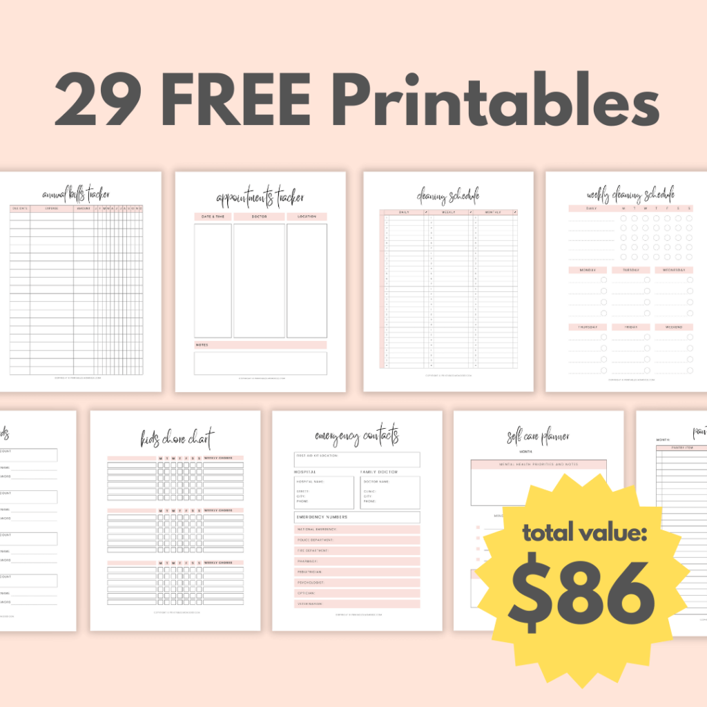 free home organizing bundle printables1