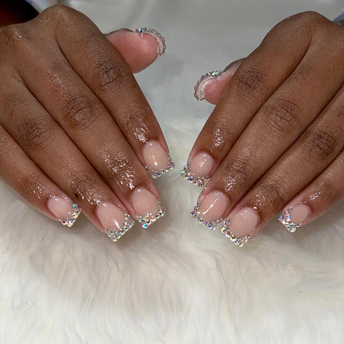 35+ Ideas For Gorgeous French Tip Nails With Diamonds