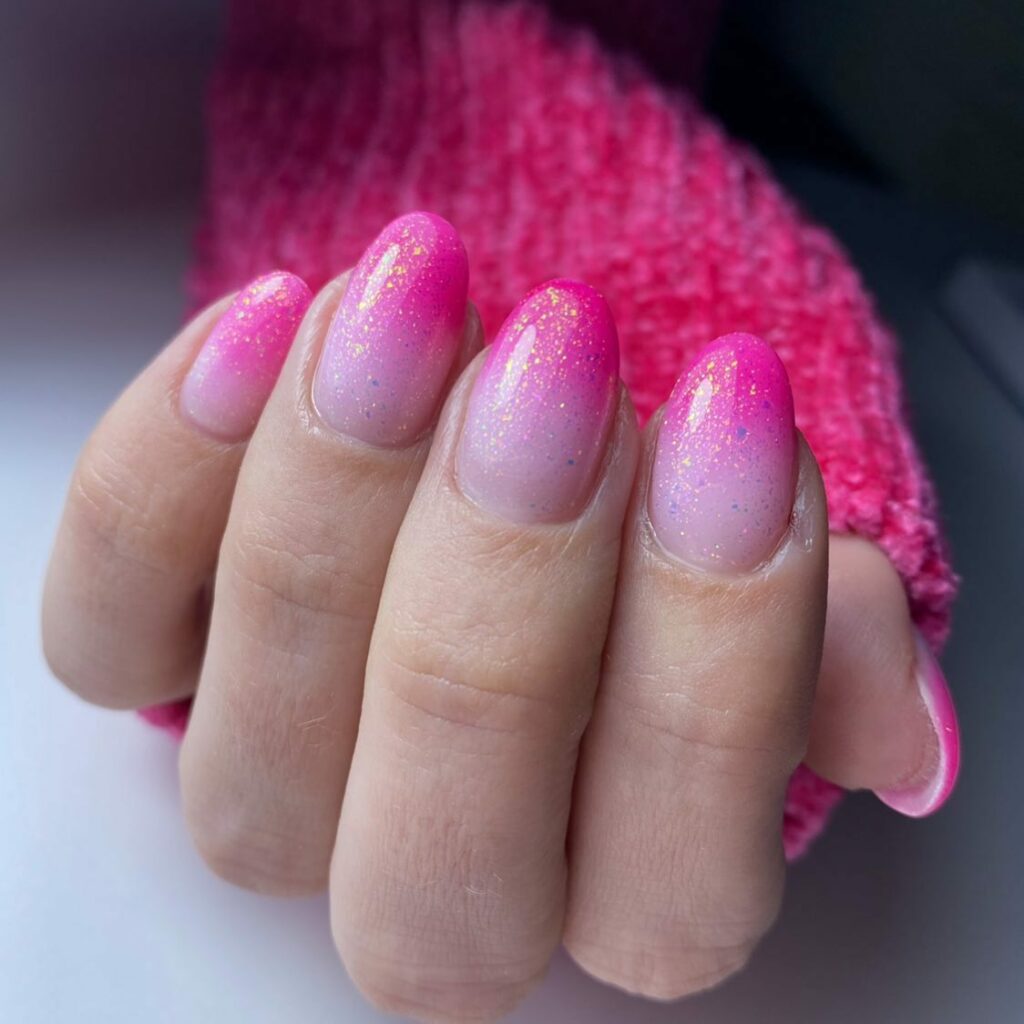 Glitter Pink Ombre Nails