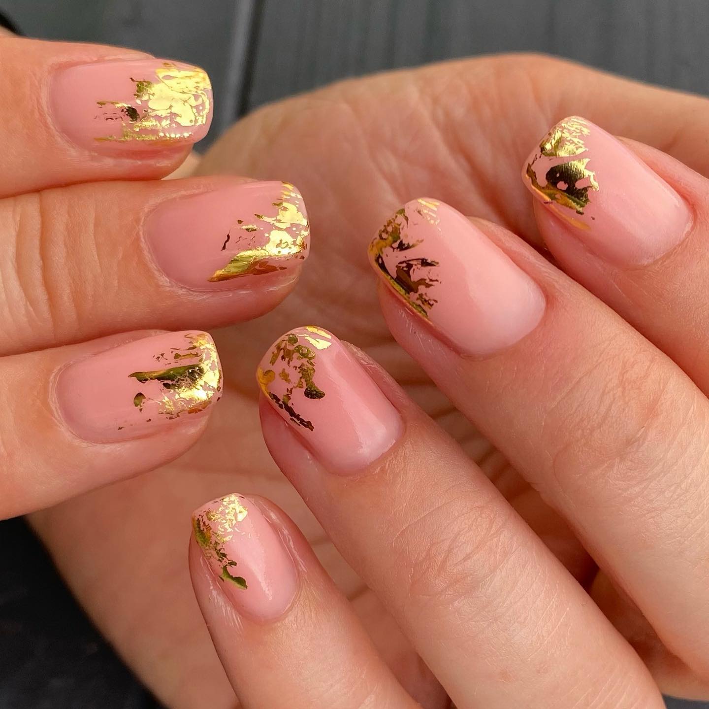 Most Beautiful Nail Designs You Will Love To wear In 2021 : Leaf Gold foil  Nails