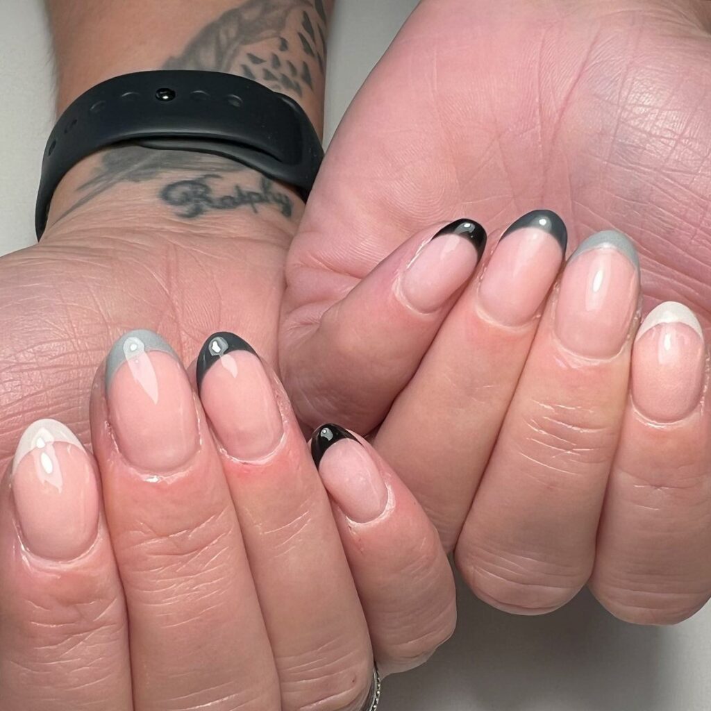 Grey French Tip Nails