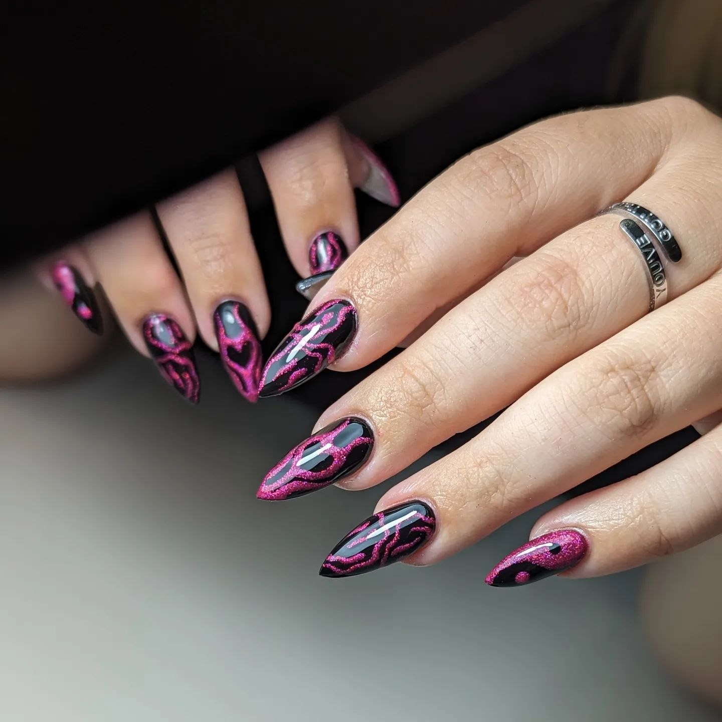 Pink and Black French Manicure - Imagination In Colour
