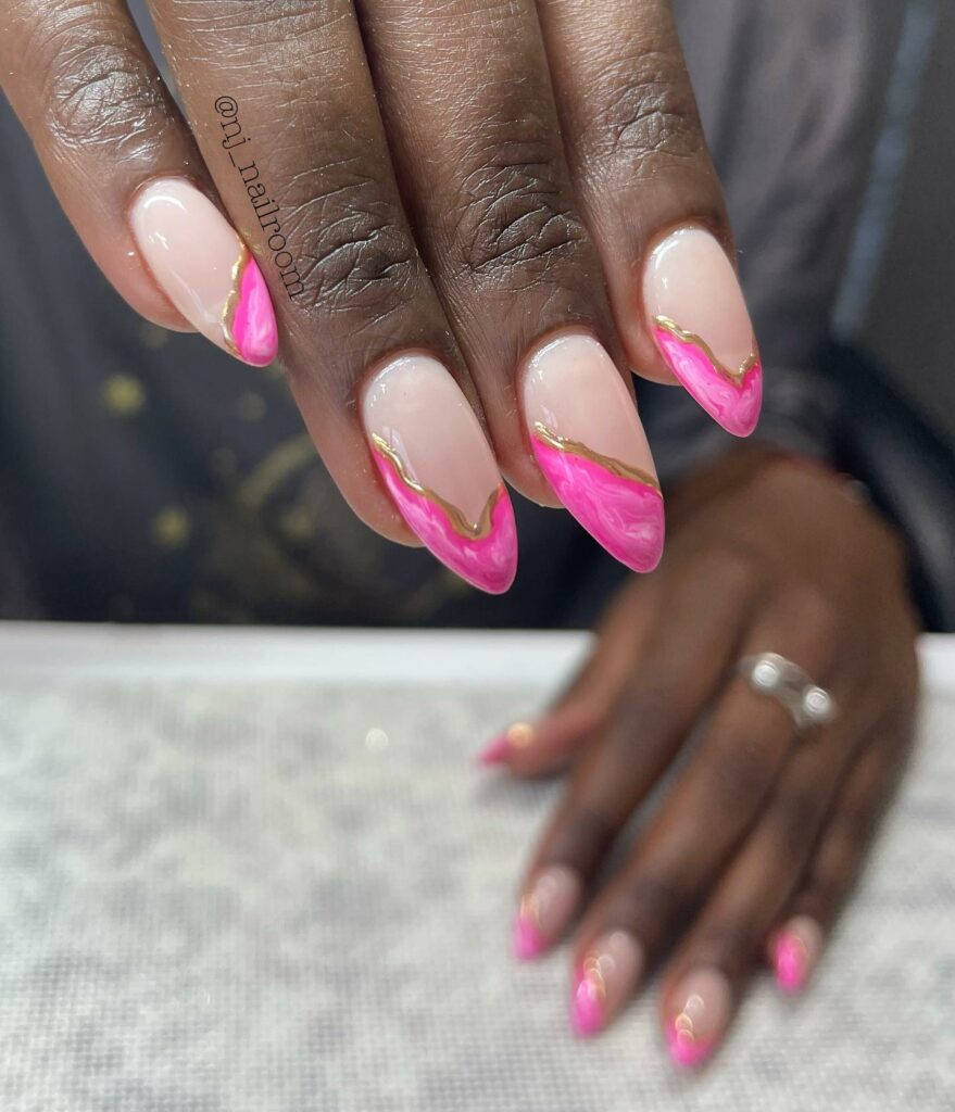 Hot Pink Marble Nails