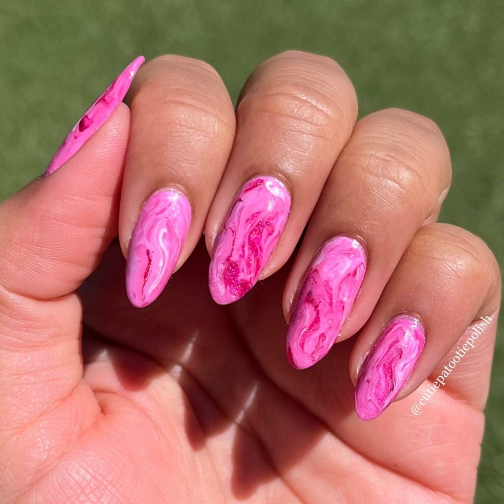 Pink Marble Nails:
