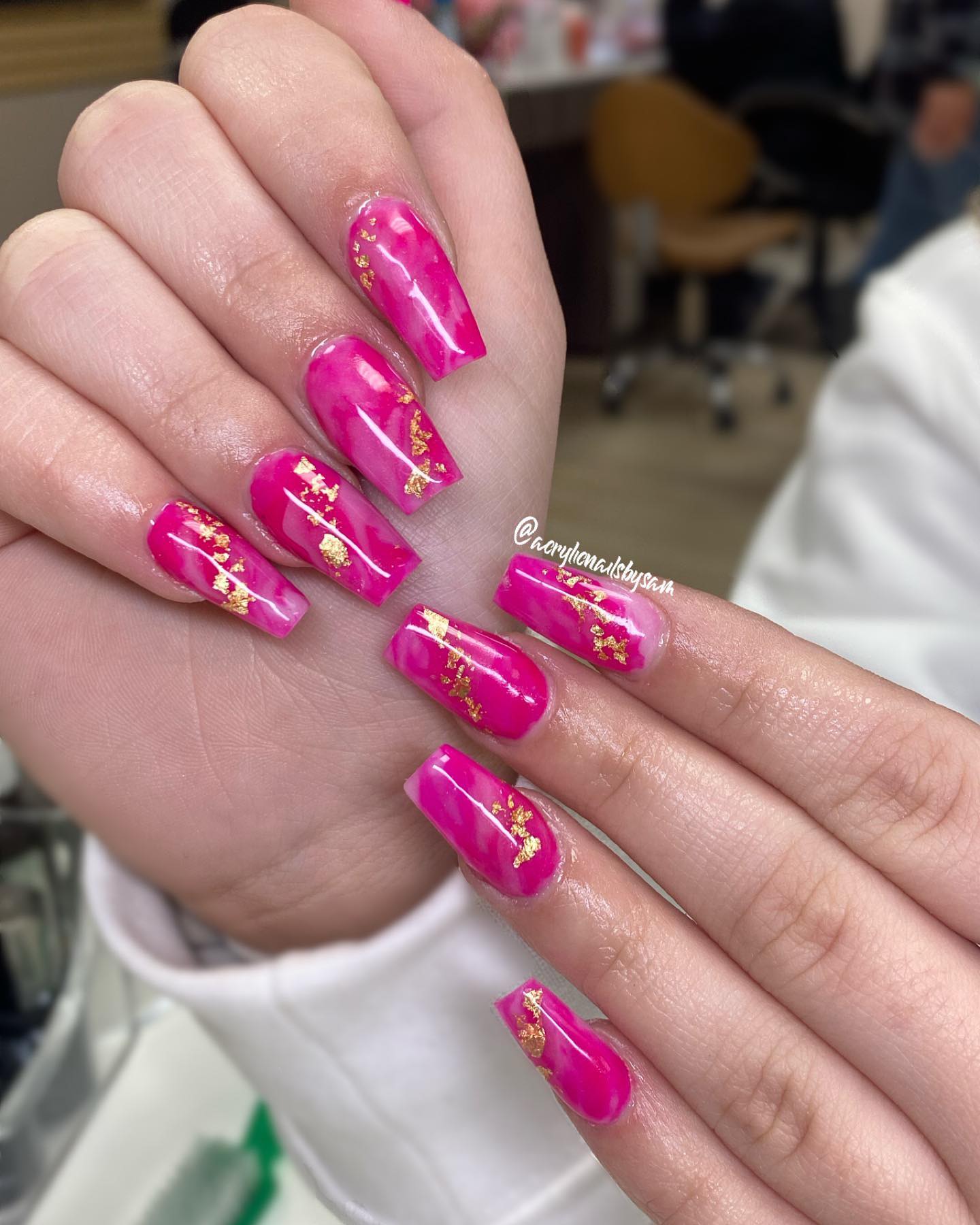 Blooms Of Elegance: 33+ Hot Pink Nails With Flowers
