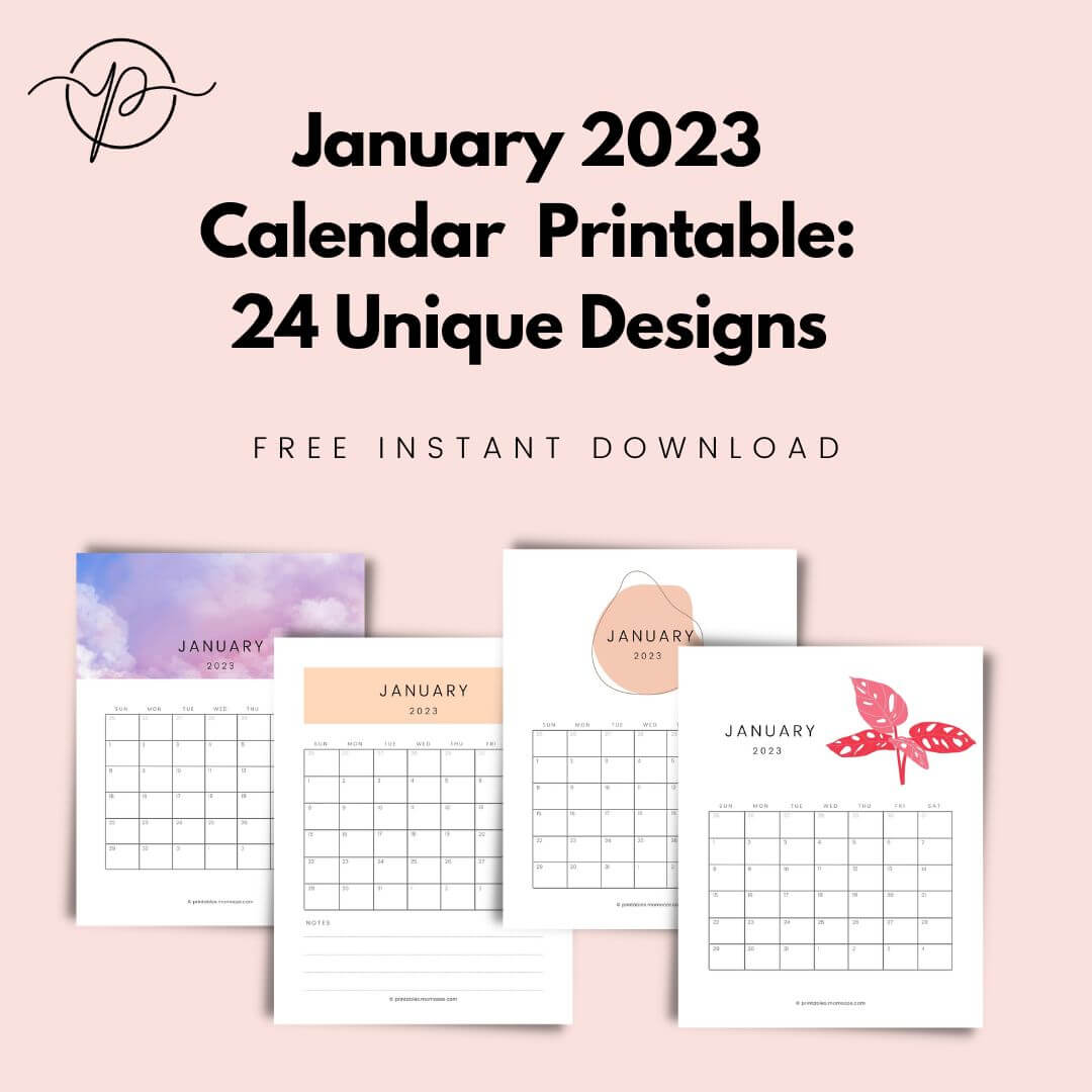 FREE January Calendar 2023: 24 Designs With Instant Download