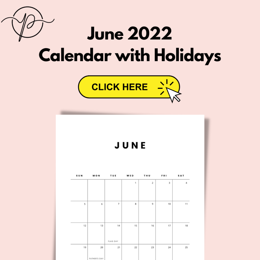June 2022 calendar printable
