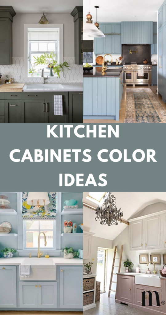 pinterest image for an article about kitchen cabinets color ideas