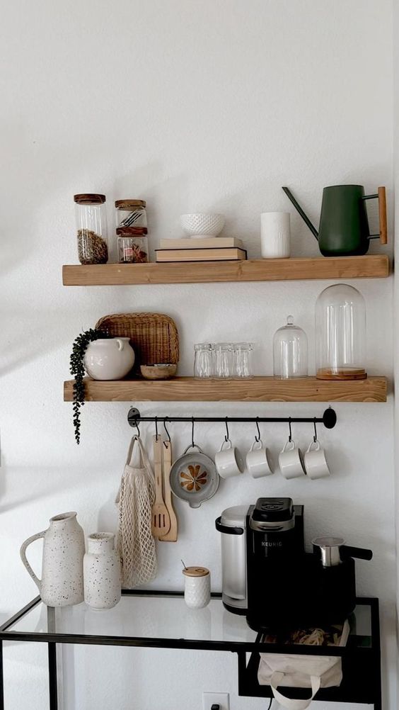 minimalist rustic coffee corner