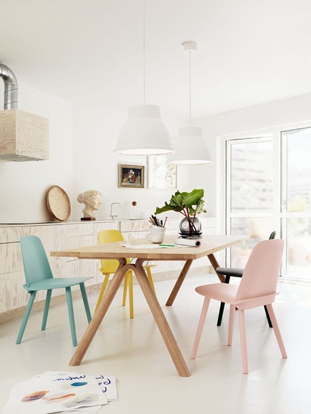 mix and match dining chairs pastels