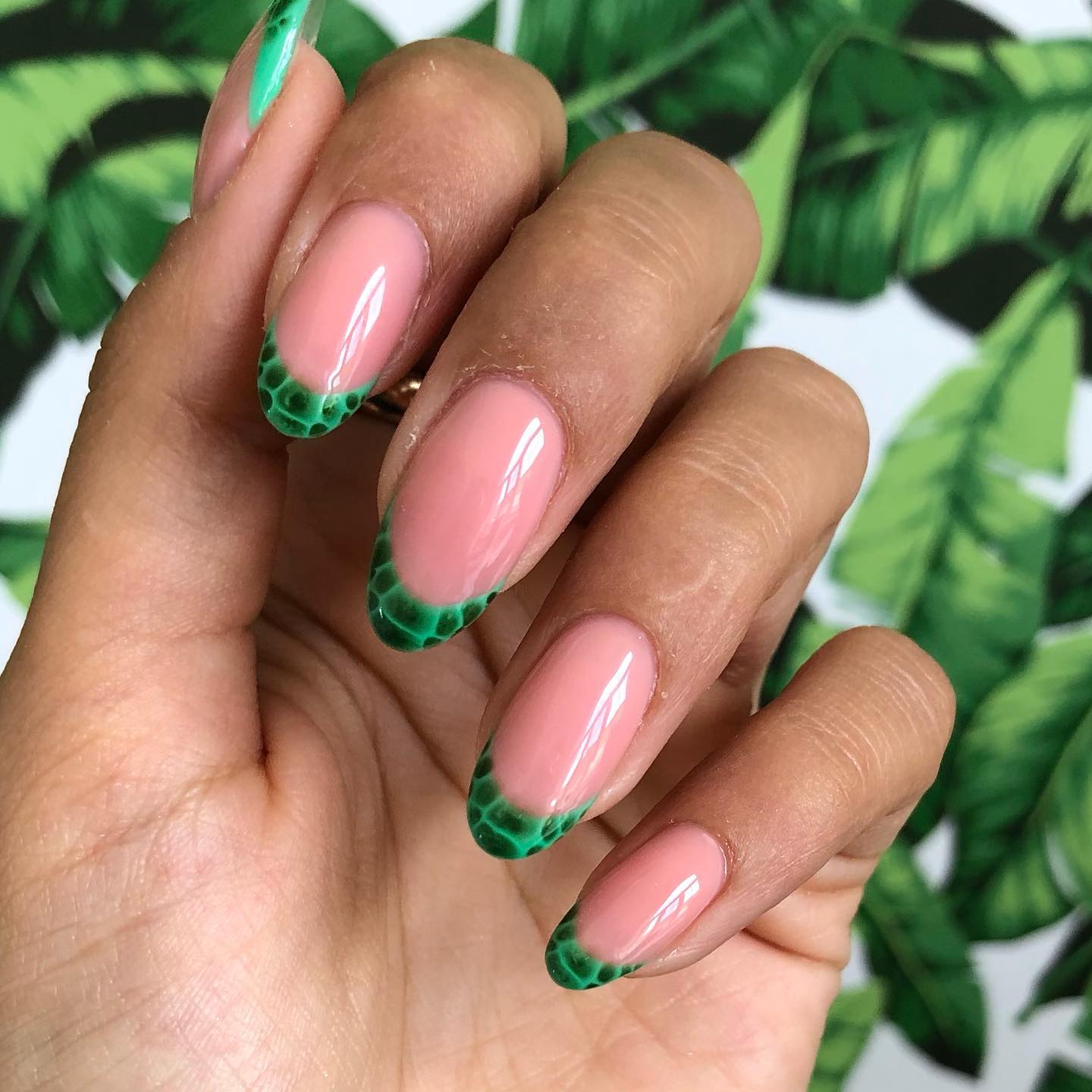 olive green french tip nails
