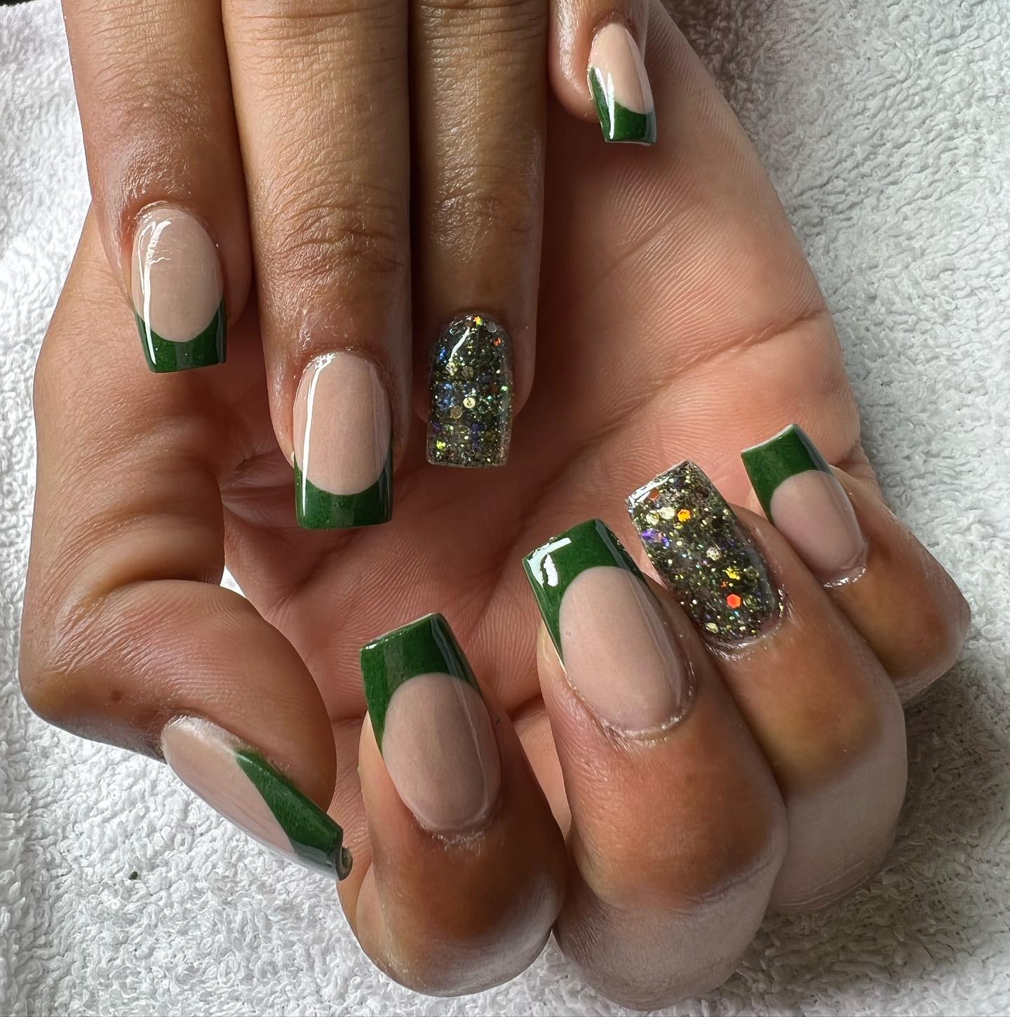 olive green french tip nails 4