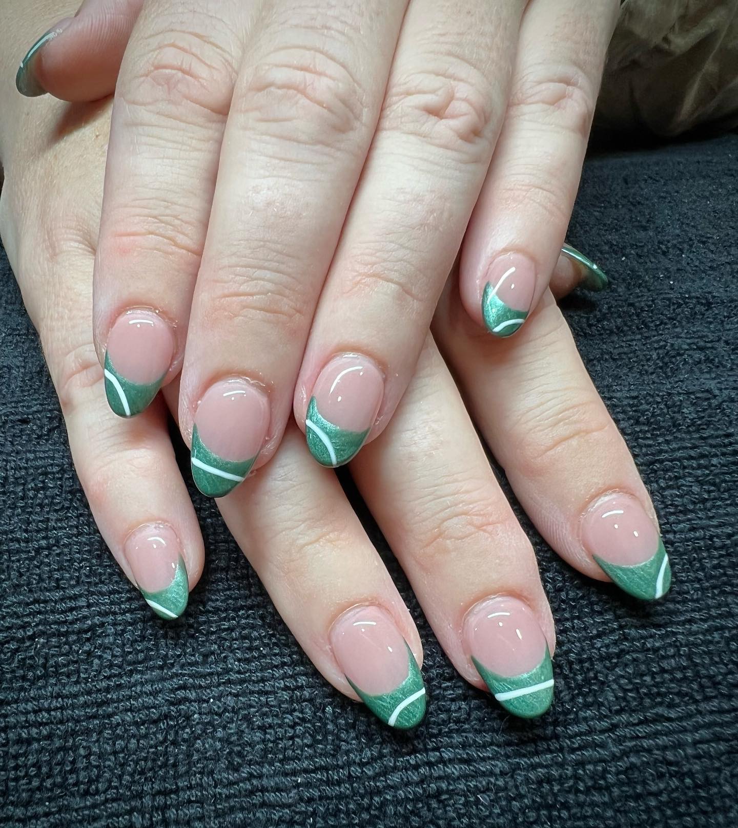 olive green french tip nails