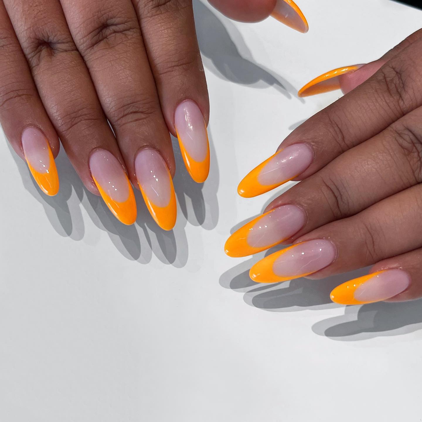 orange french tip nails 11