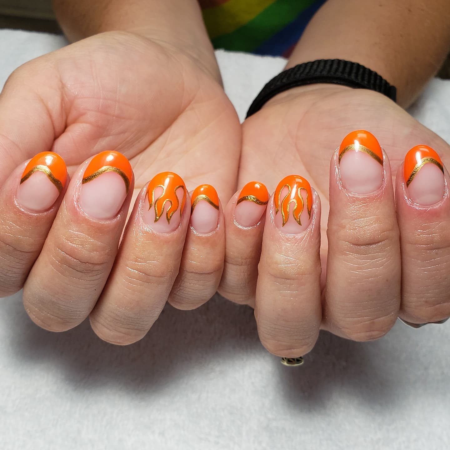 orange french tip nails 15