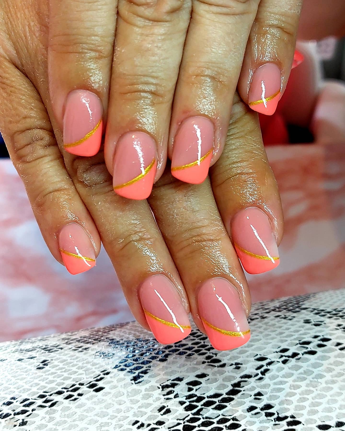 orange french tip nails 16
