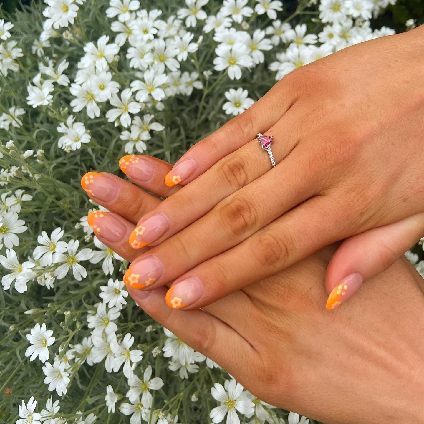orange french tip nails 17