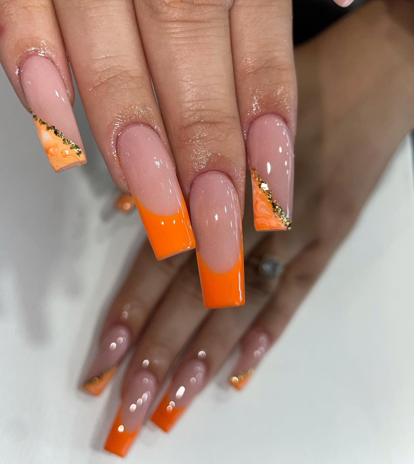 orange french tip nails 20