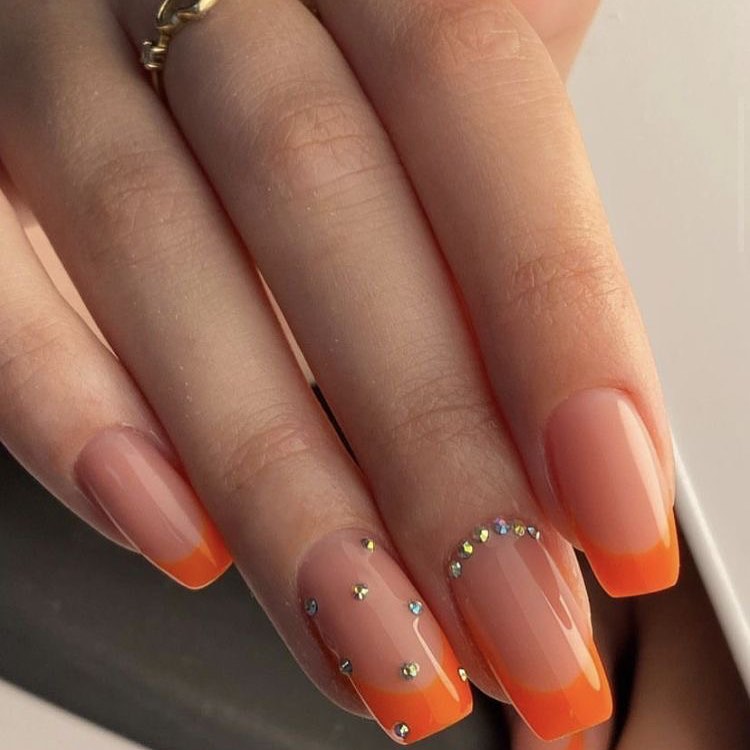 orange french tip nails 23