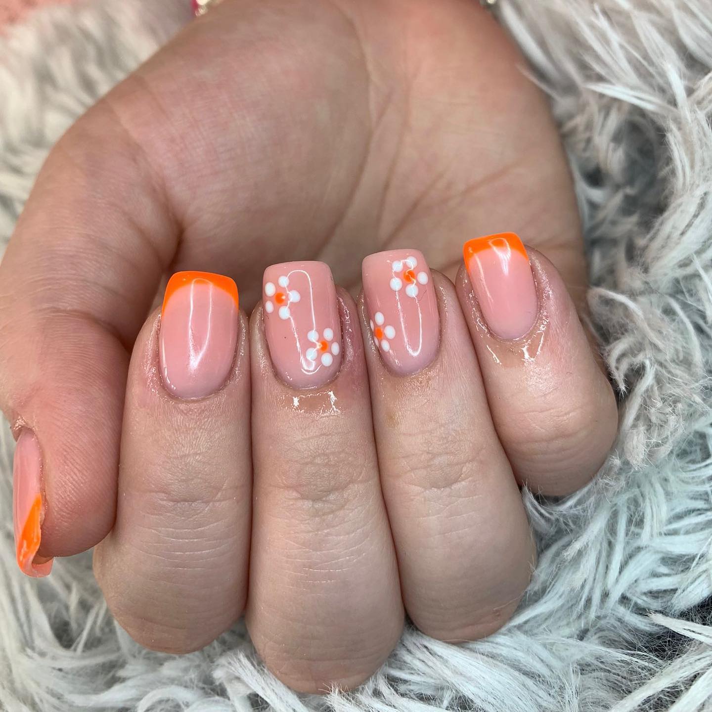 orange french tip nails 25