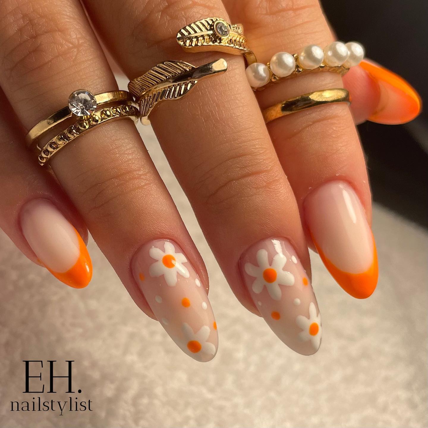 orange french tip nails 26