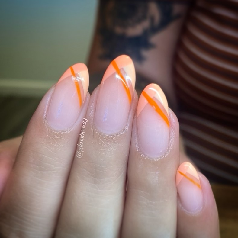 orange french tip nails 3