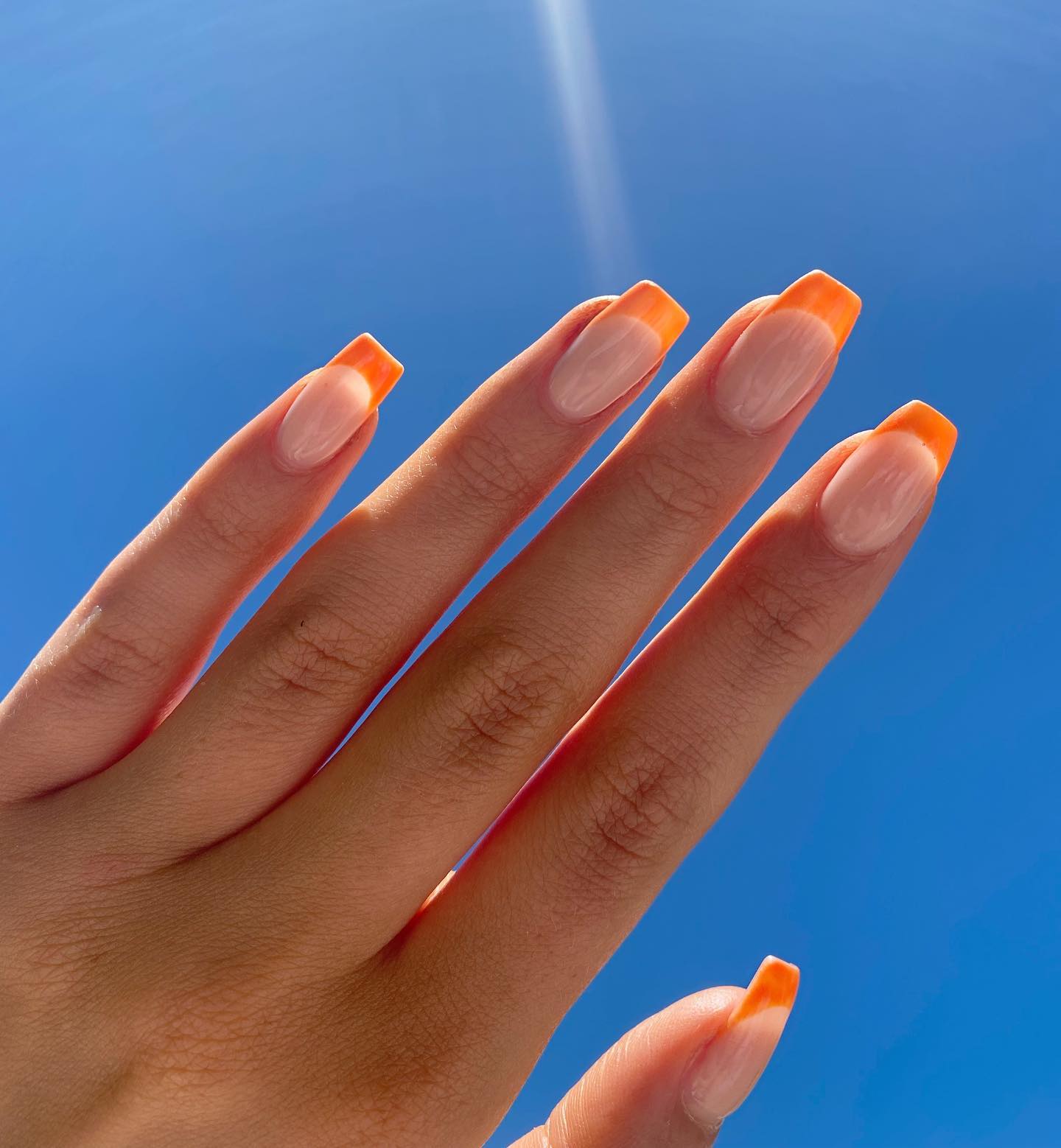 orange french tip nails 7