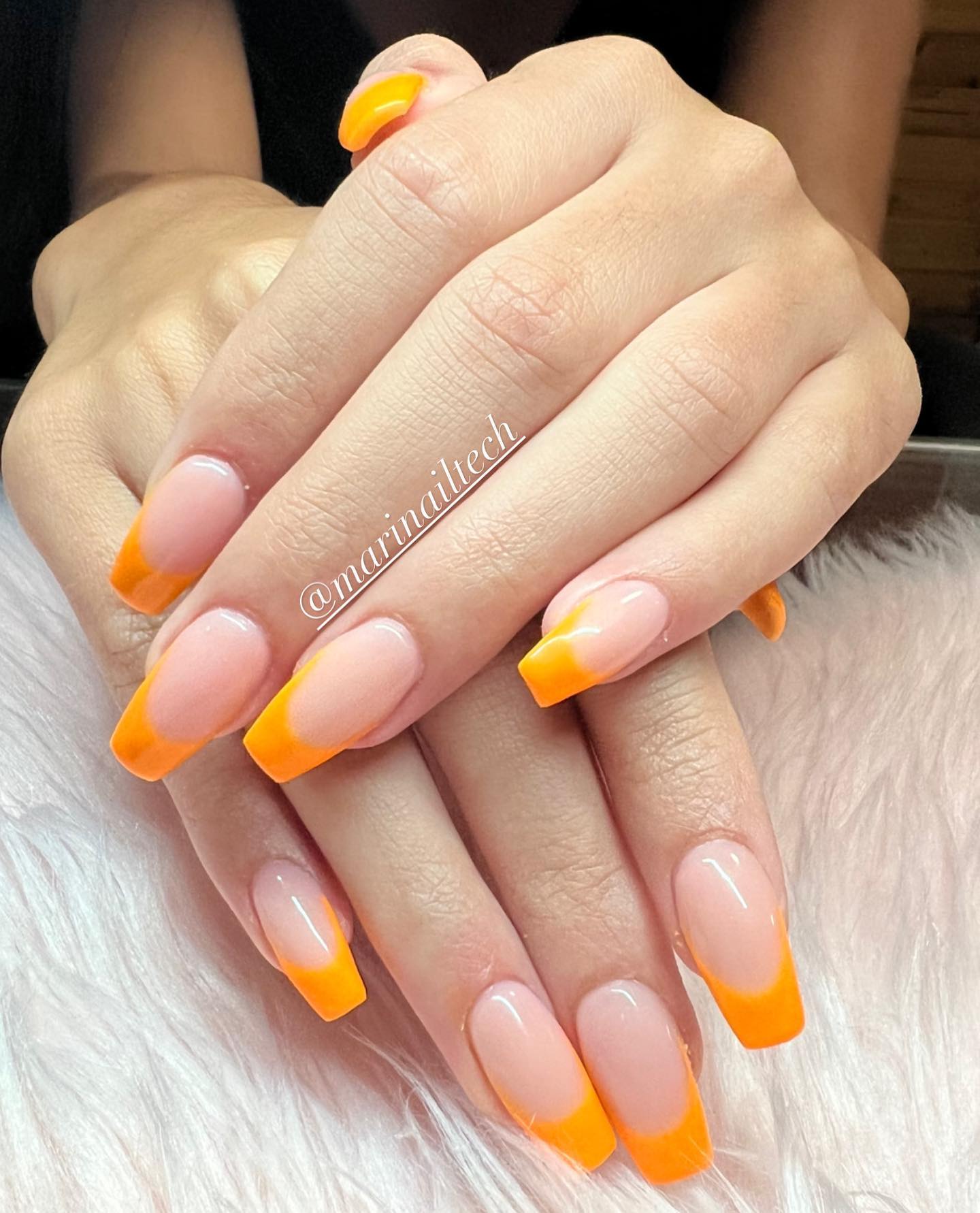 orange french tip nails 8