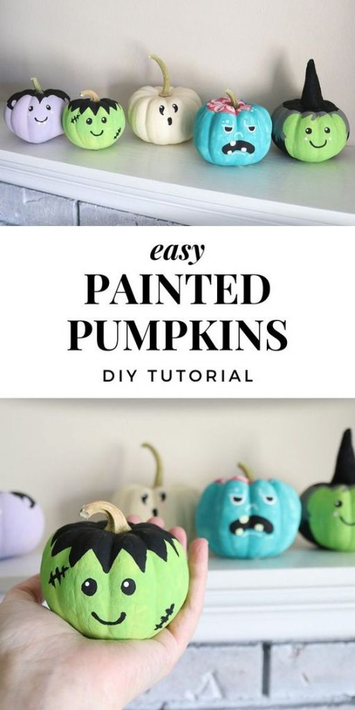 Painting Pumpkins for Halloween