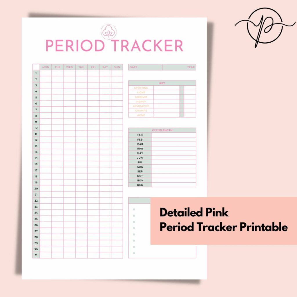 Period Tracker Printable