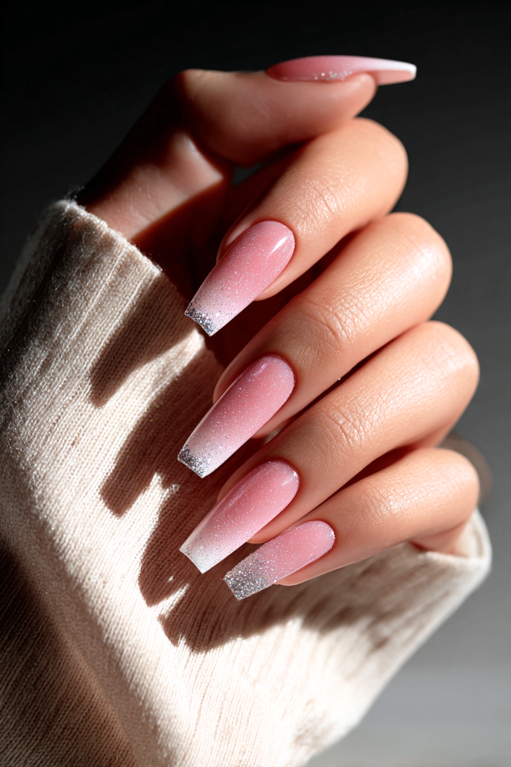 pink and white ombre nails designs 1