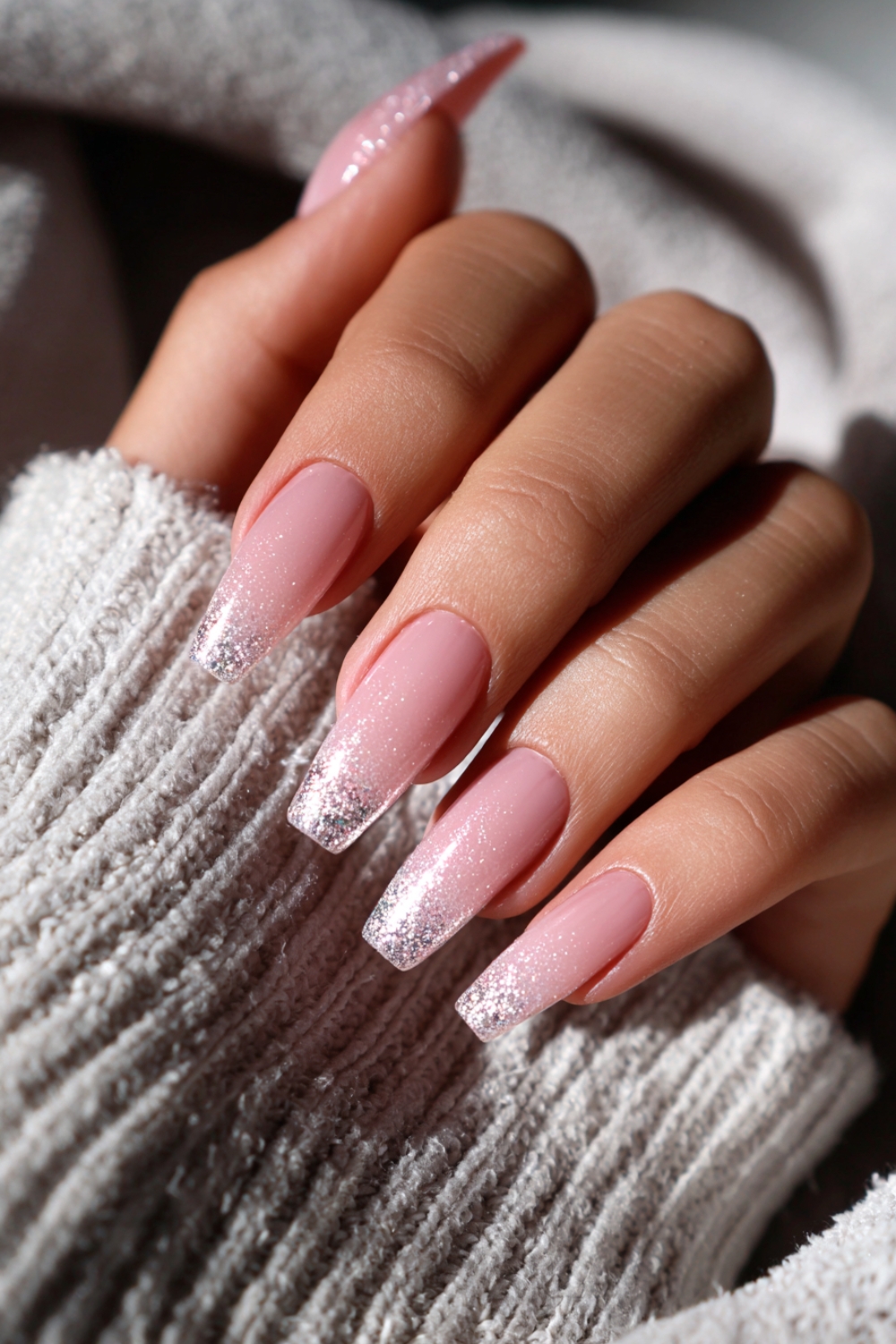 pink and white ombre nails designs 13