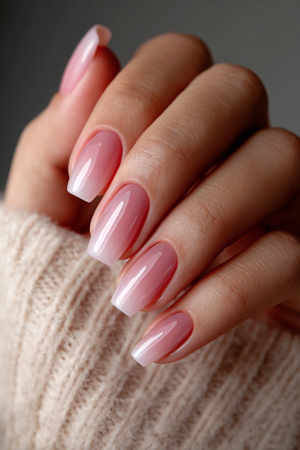 pink and white ombre nails designs 9