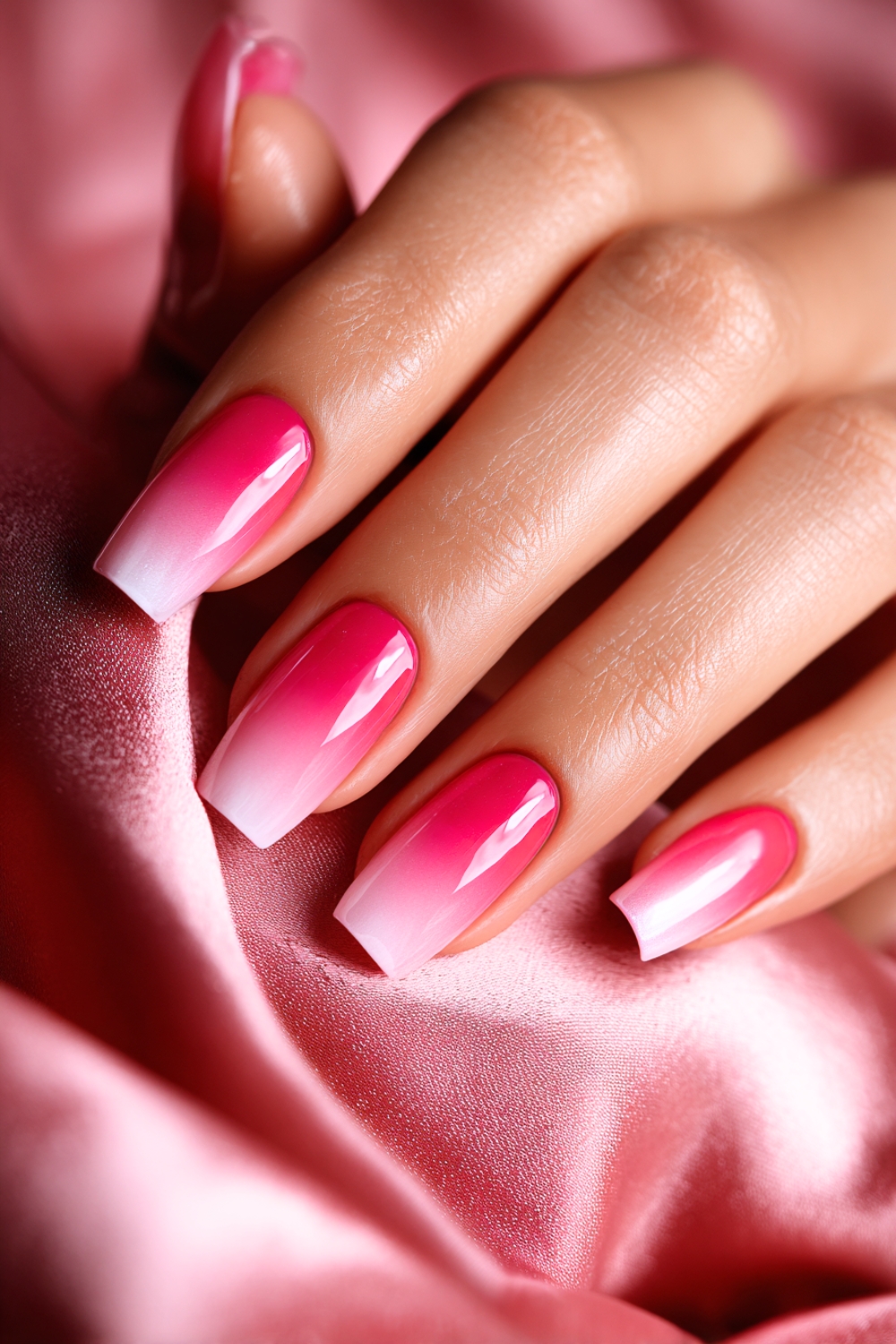pink and white ombre nails designs inspo 5