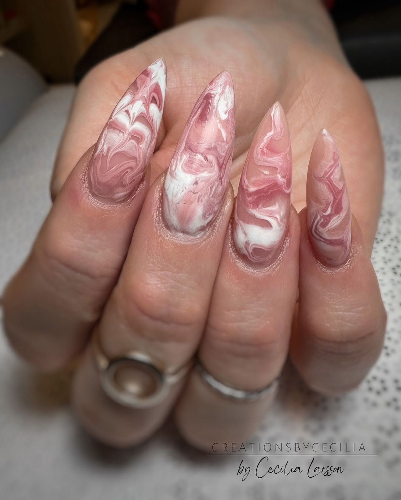 Pink Marble Nail Art using Acrylic and Loose Glitter – Not Your Average Nail  Tech