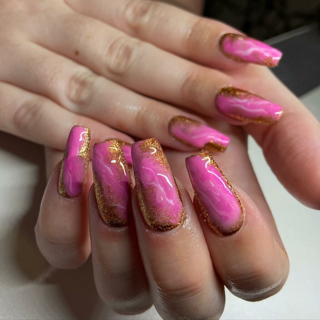 Pink Marble Nails: