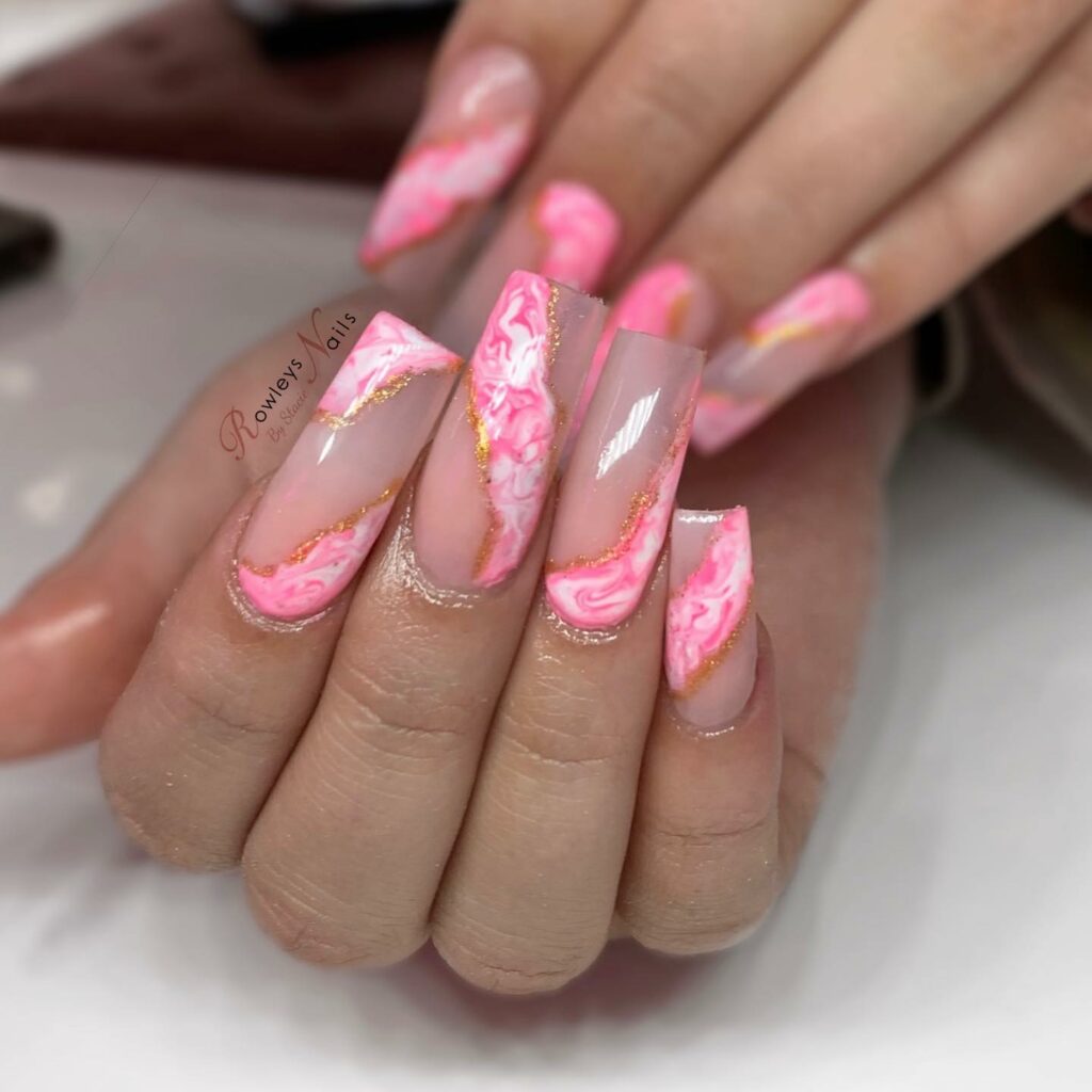 Pink Marble Nails