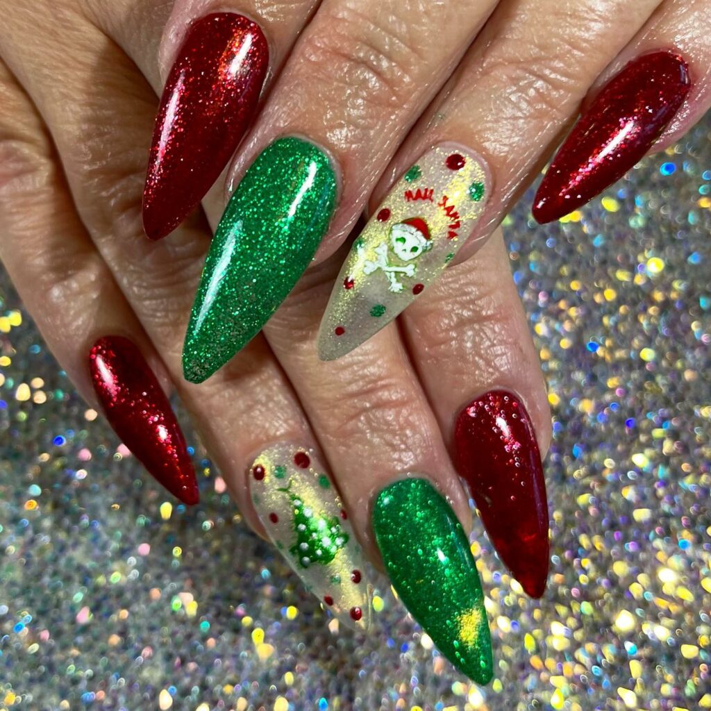 Jonathan Nail and Spa Salon - Red, Green and White Gel Powder Christmas  Design! | Facebook