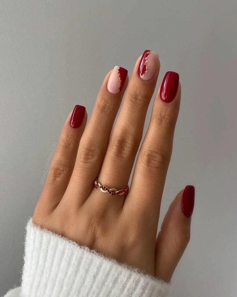 red and white christmas nails 11