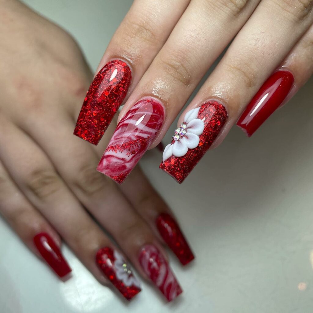 red and white nails ideas