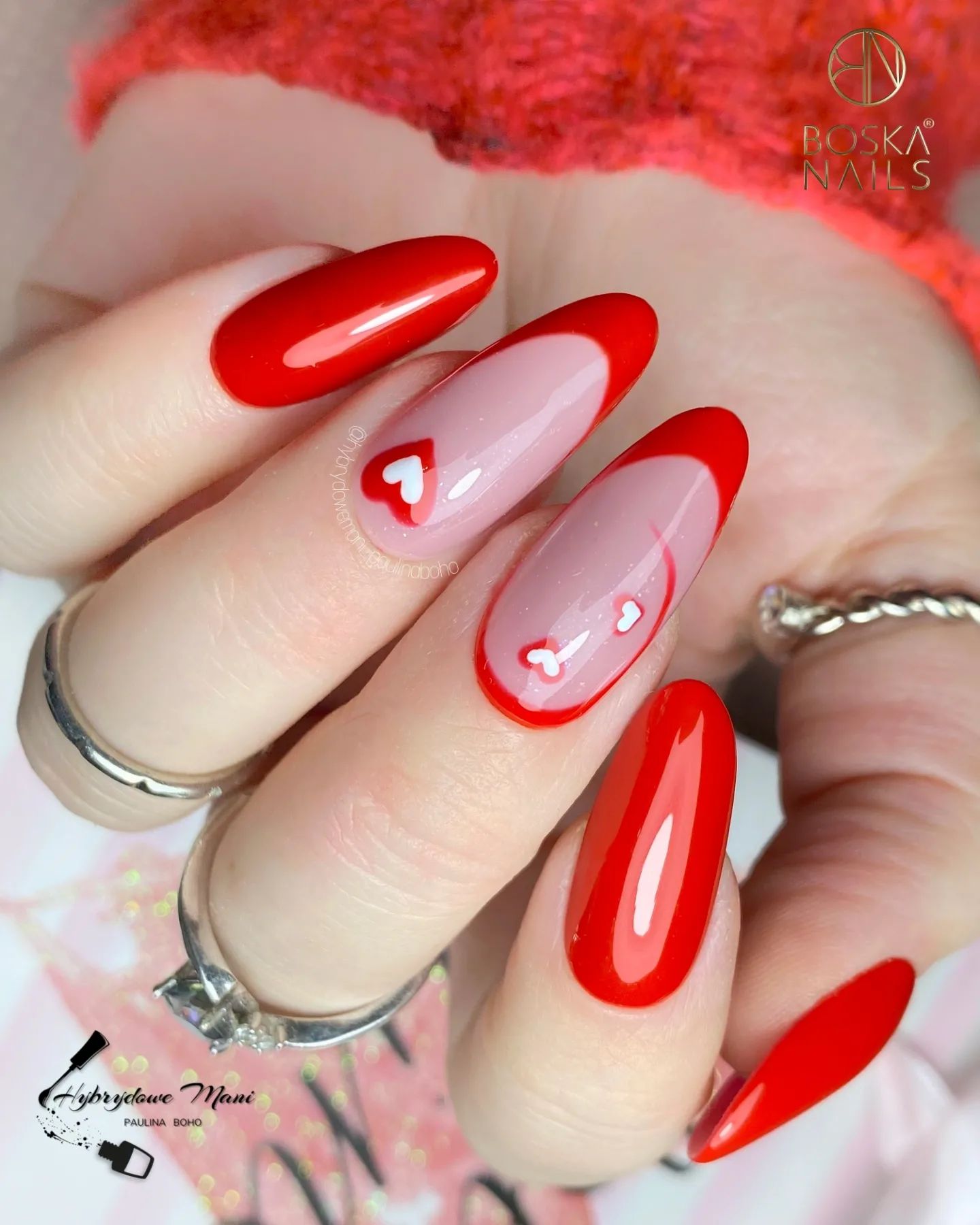 red valentine's day nails