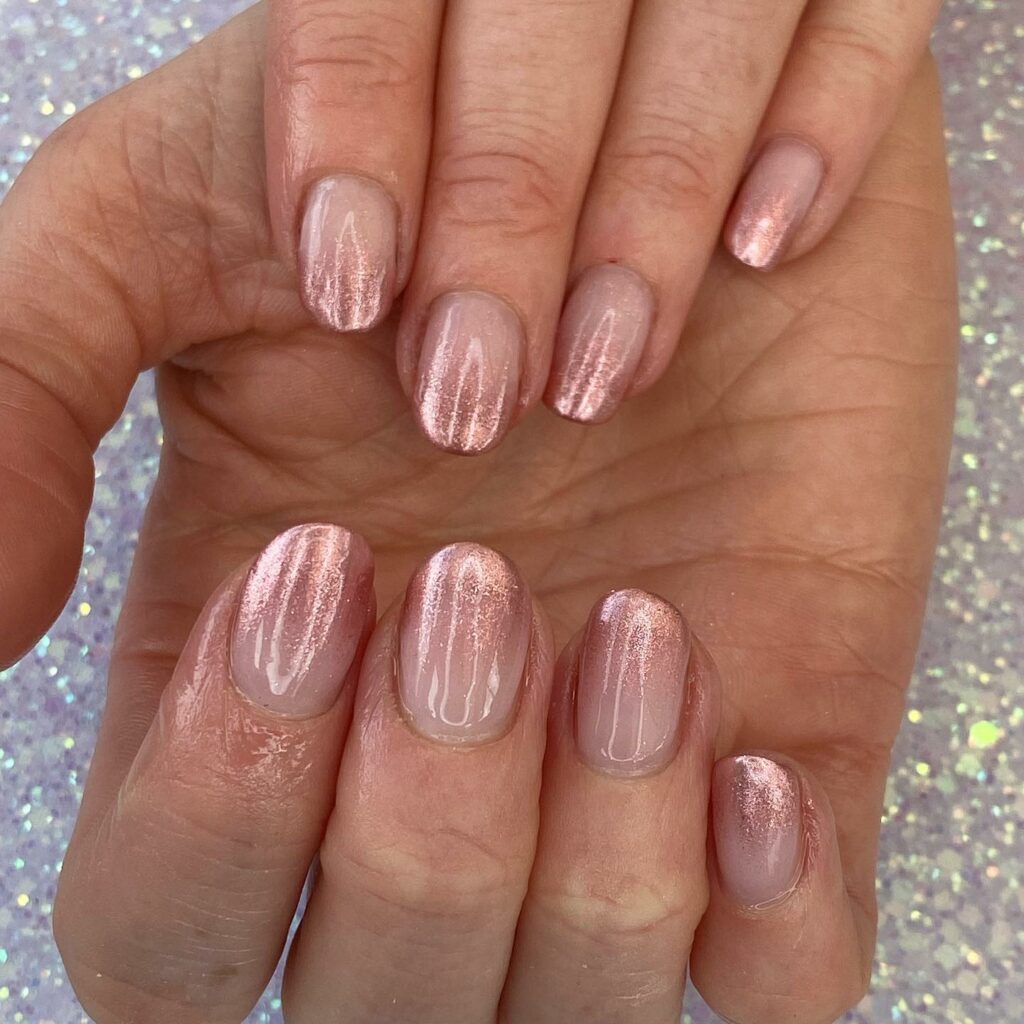 rose gold chrome nails