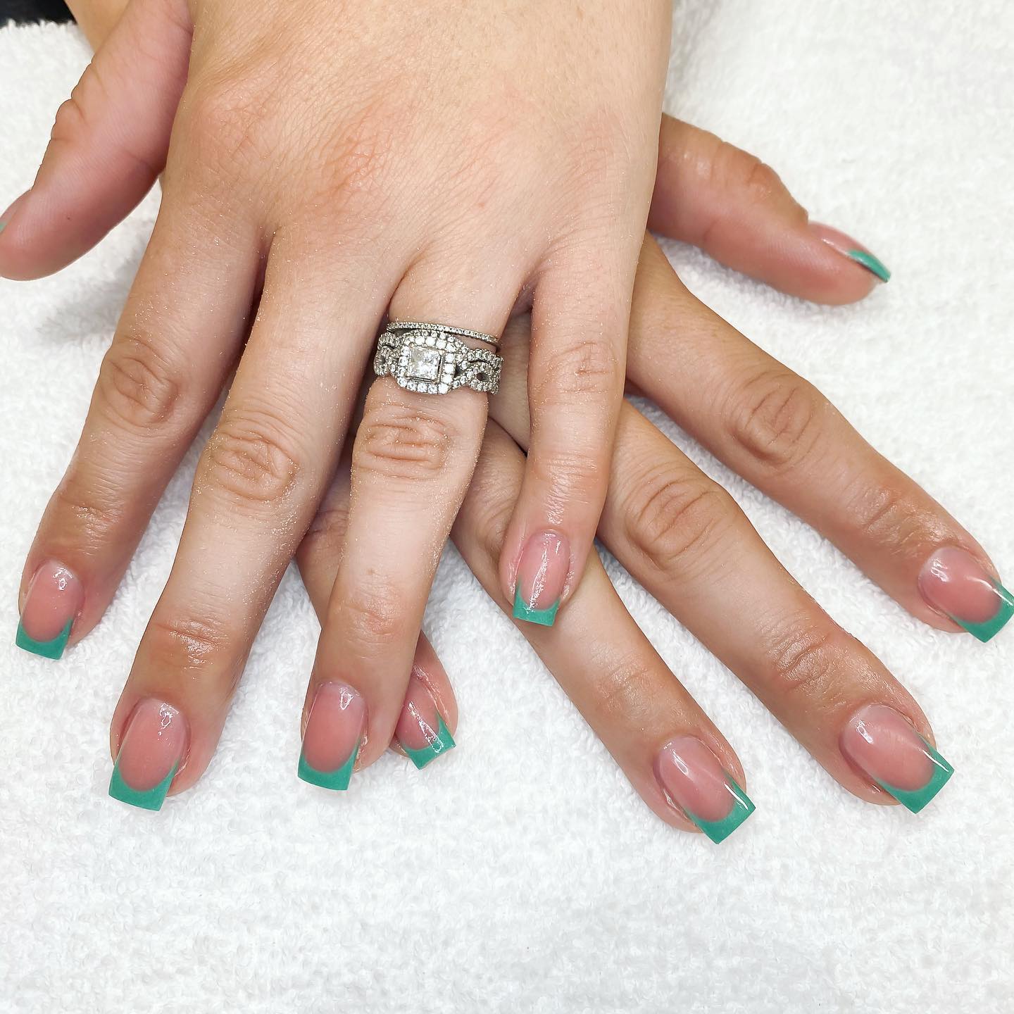 Sage Green French Tip Nails